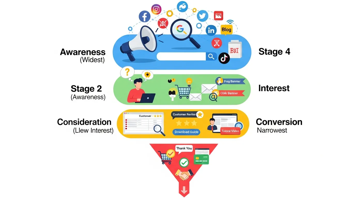 3. Omnichannel Web Marketing Funnel from Awareness to Conversion