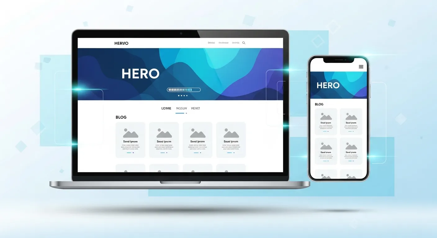 Modern responsive website design displayed on laptop and mobile showing fast, user-friendly interface.