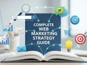 Web Marketing Guide: Strategies for Long-Term Success Business team collaborating on digital marketing strategy with laptops, charts, and online growth analytics displayed on screens