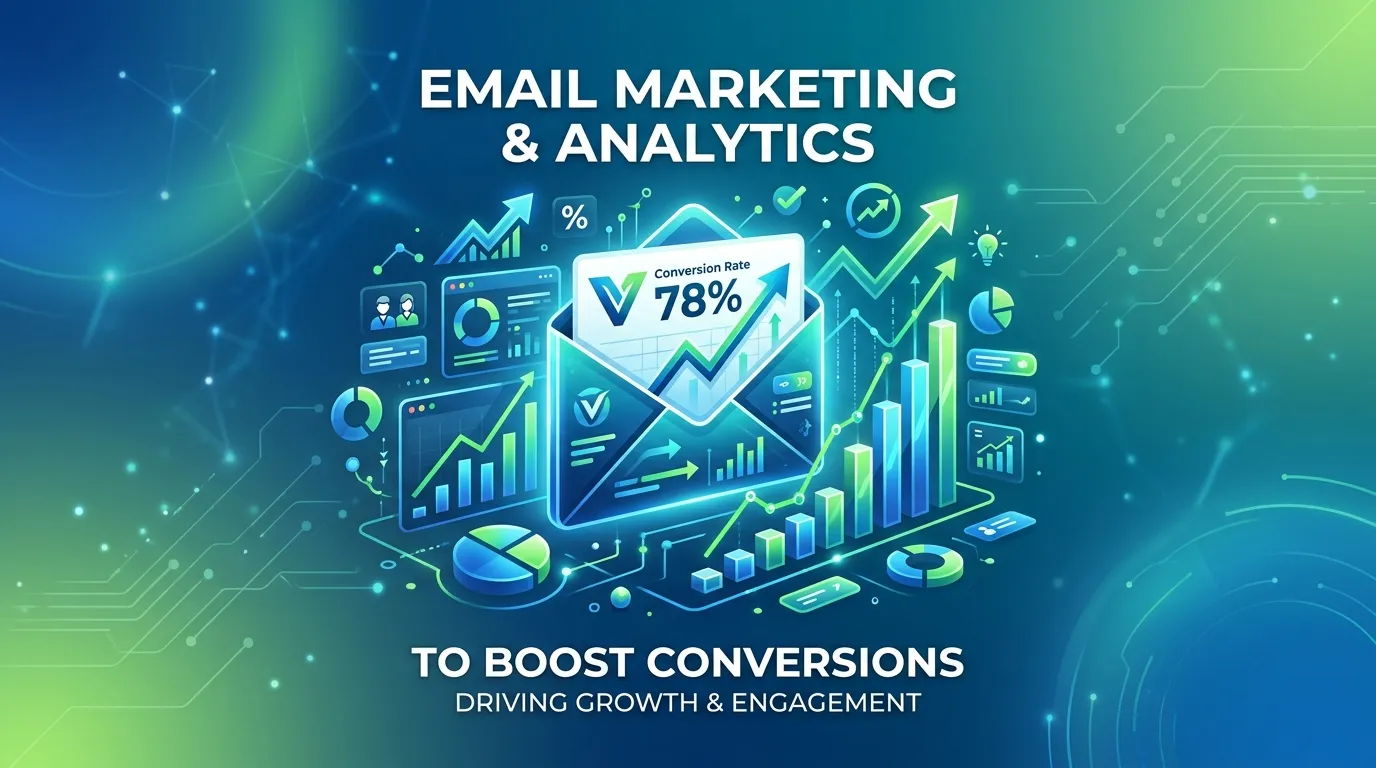 Email marketing dashboard showing campaign performance, conversions, and audience analytics.