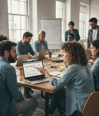 Boost Your Revenue with Advanced SEO Affiliate Strategies Diagram showing SEO affiliate strategies process including keyword research, content creation, search engine rankings, affiliate links, and conversion tracking leading to online revenue.